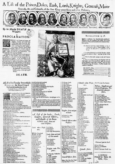 Liste de ceux fidèles au roi des Écossais qui ont été tués et faits prisonniers, 1652 - English School